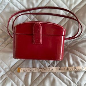 VTG Waldman Glossy Red Leather Handbag \ Jewelry Box